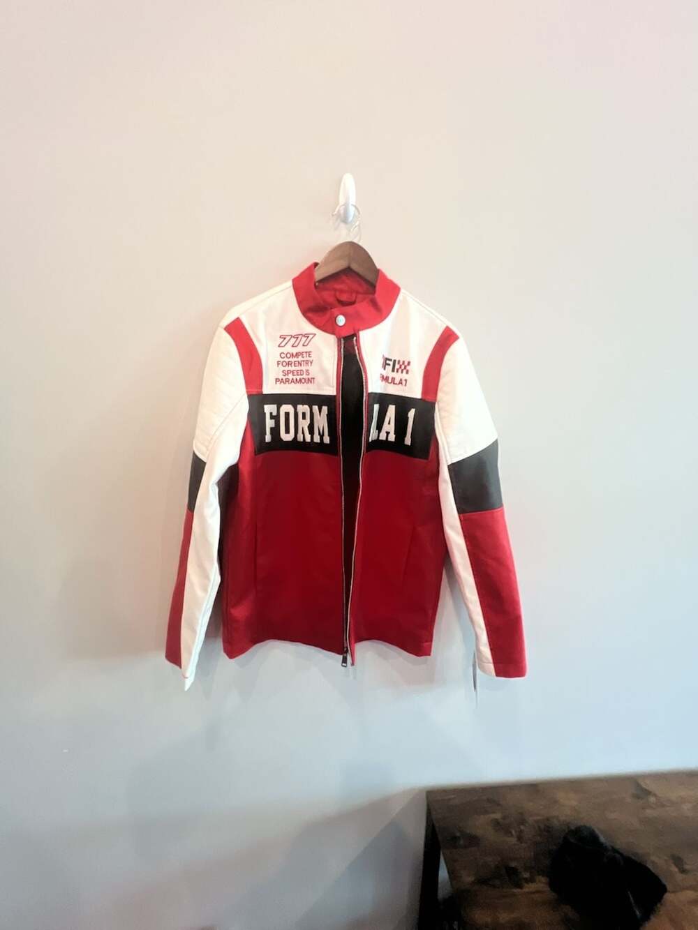 CCC Racing Jacket Formula 1 Red and White Faux Leather Moto Jacket